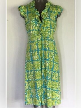 EUC Lilly Pulitzer Clare Silk-Blend Ruffle Neck Maxi Dress